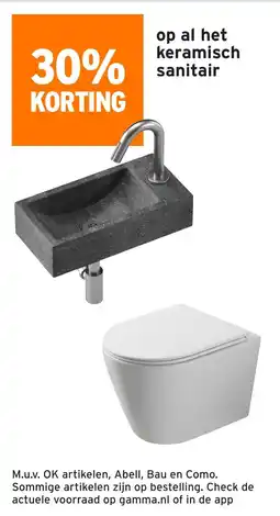 GAMMA Op al het keramisch sanitair aanbieding