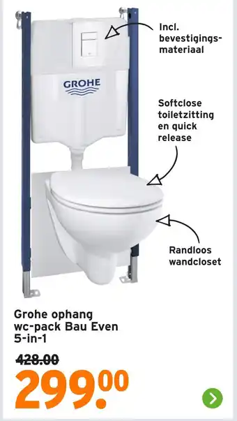 GAMMA Grohe ophang wc-pack Bau Even 5 in 1 aanbieding