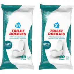 Albert Heijn AH Toilet reinigingsdoekjes vochtig 2-pack aanbieding