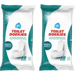 Albert Heijn AH Toilet reinigingsdoekjes vochtig 2-pack aanbieding