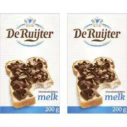 Albert Heijn De Ruijter Chocolade vlokken melk 2-pack aanbieding