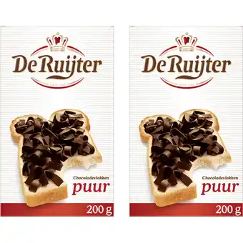 Albert Heijn De Ruijter Chocolade vlokken puur 2-pack aanbieding