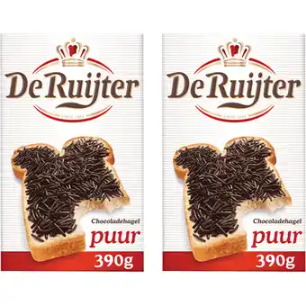 Albert Heijn De Ruijter Chocoladehagel puur 2-pack aanbieding
