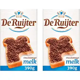 Albert Heijn De Ruijter Chocoladehagel melk 2-pack aanbieding