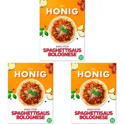 Albert Heijn Honig Basis spaghettisaus bolognese 3-pack aanbieding