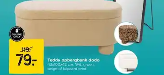 Xenos Teddy opbergbank dodo Wit, groen, beige of luipaard print aanbieding