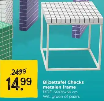 Xenos Bijzettafel Checks metalen frame aanbieding