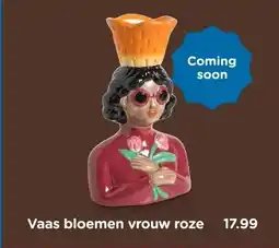 Xenos Vaas bloemen vrouw roze aanbieding