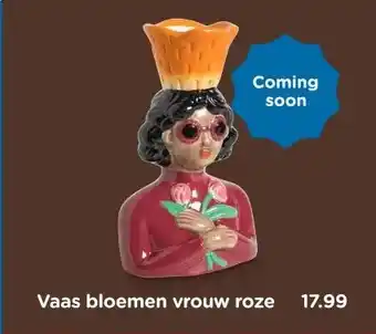 Xenos Vaas bloemen vrouw roze aanbieding