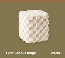 Xenos Poef Checks beige aanbieding