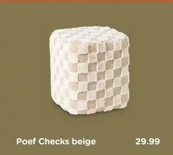 Xenos Poef Checks beige aanbieding