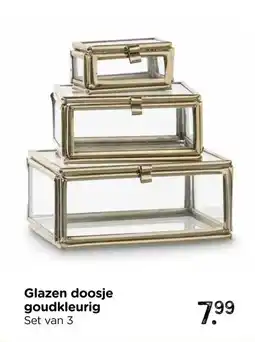 Xenos Glazen doosje goudkleurig aanbieding