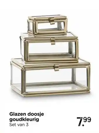 Xenos Glazen doosje goudkleurig aanbieding