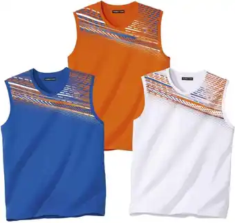 Amazon ATLAS FOR MEN - Set van 3 heren mouwloze tanktops - Sorteerlijnmodel - Grote maten M tot 5XL aanbieding