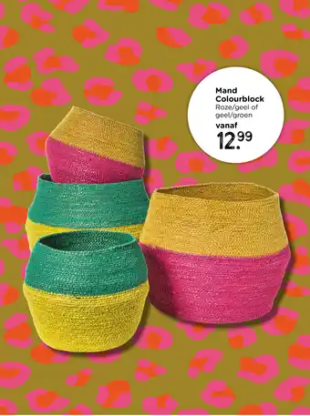 Xenos Mand Colourblock Roze/geel of geel/groen aanbieding