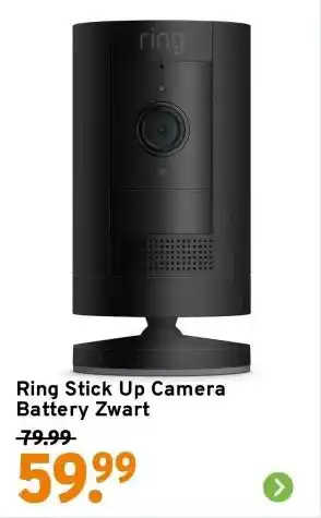 GAMMA Ring Stick Up Camera Battery Zwart aanbieding