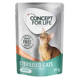 Zooplus Voordeelpakket Concept for Life graanvrij 24 x 85 g Kattenvoer - Sterilised Cats Zalm in Saus aanbieding
