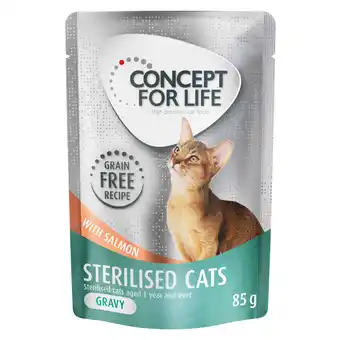 Zooplus Voordeelpakket Concept for Life graanvrij 24 x 85 g Kattenvoer - Sterilised Cats Zalm in Saus aanbieding