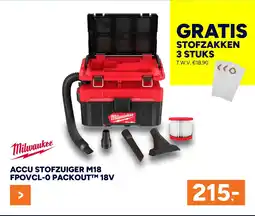 BOUWMAAT Accu stofzuiger M18 fpovcl-o packout 18V aanbieding