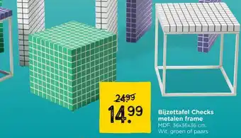 Xenos Bijzettafel Checks metalen frame aanbieding