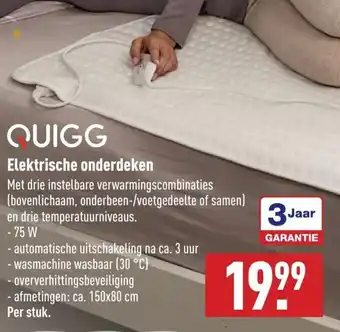 ALDI Quigg Elektrische onderdeken aanbieding