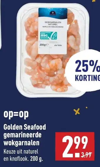 ALDI Golden Seafood gemarineerde wokgarnalen 200g aanbieding