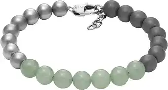 Amazon Armani Exchange Zilverkleurige Messing Kralenarmband voor Heren, AXG0118040 aanbieding