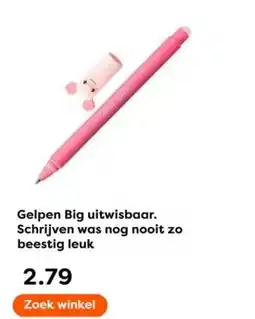The Read Shop Gelpen Big uitwisbaar. Schrijven was nog nooit zo beestig leuk aanbieding