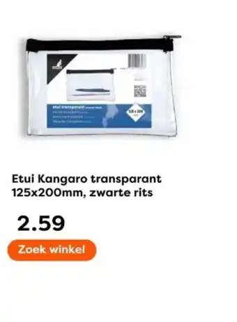 The Read Shop Etui Kangaro transparant, zwarte rits aanbieding
