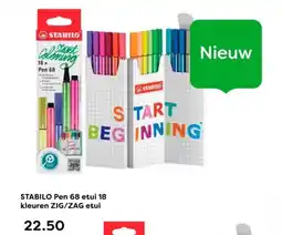 The Read Shop STABILO Pen 68 etui 18 kleuren ZIG/ZAG etui aanbieding