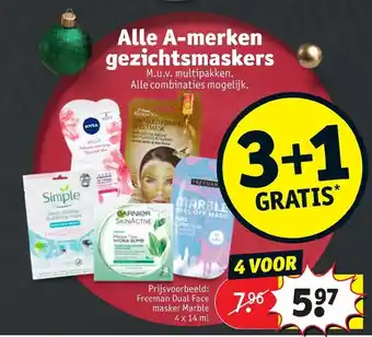 Kruidvat Alle A-merken gezichtsmaskers aanbieding