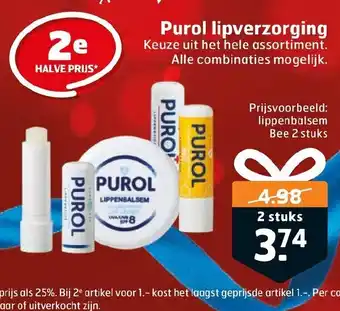 Trekpleister Purol lipverzorging 2st aanbieding