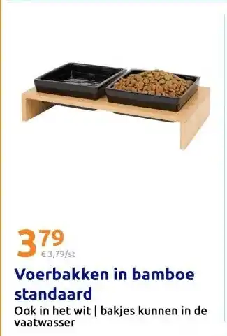 Action Voerbakken in bamboe standaard aanbieding