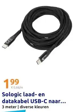 Action Sologic laad- en datakabel USB-C naar... aanbieding
