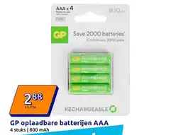 Action GP oplaadbare batterijen AAA aanbieding