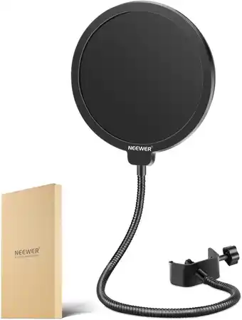 Amazon Neewer NW (B-3) 6 inch Studio Microfoon Mic Ronde Vorm Wind Pop Shield met Stand Clip (Zwart Filter) aanbieding