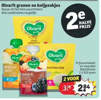 Kruidvat Olvarit granen en knijpzakjes 2 x 200 gram aanbieding