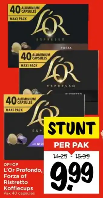 Vomar Voordeelmarkt L'Or Profondo, Forza of Ristretto Koffiecups aanbieding