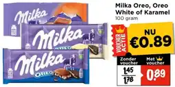 Vomar Voordeelmarkt Milka Oreo, Oreo White of Karamel aanbieding