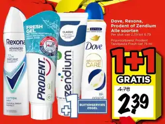 Vomar Voordeelmarkt Dove, Rexona, Prodent of Zendium aanbieding