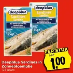 Vomar Voordeelmarkt Deepblue Sardines in Zonnebloemolie aanbieding