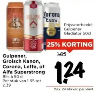 Vomar Voordeelmarkt Gulpener, Grolsch Kanon, Corona, Leffe, of Alfa Superstrong aanbieding
