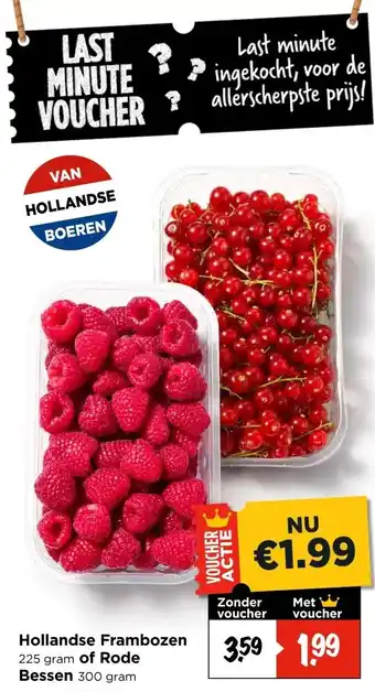 Vomar Voordeelmarkt Hollandse Frambozen 225 gram of Rode Bessen 300 gram aanbieding