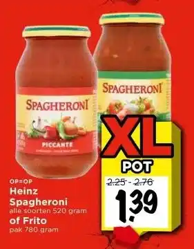 Vomar Voordeelmarkt Heinz Spagheroni alle soorten 520 gram of Frito pak 780 gram aanbieding