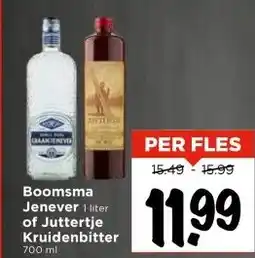 Vomar Voordeelmarkt Boomsma Jenever 1 liter of Juttertje Kruidenbitter 700 ml aanbieding
