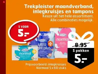 Trekpleister Trekpleister Maandverband, inlegkruisjes en tampons 5st aanbieding