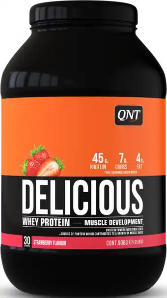Bol.com QNT|Delicious Whey 908gr|Protein Eiwitpoeder|Eiwitshake|Aardbei aanbieding