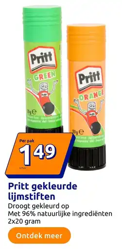 Action Pritt gekleurde lijmstiften aanbieding