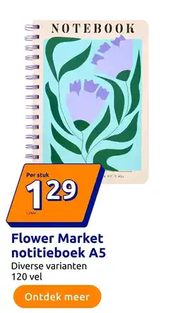 Action Flower Market notitieboek A5 aanbieding
