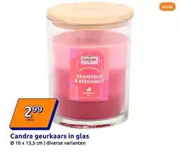 Action Candra geurkaars in glas aanbieding